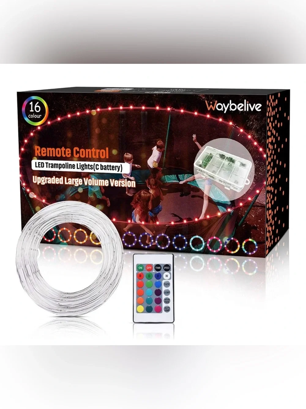 LED Trampoline Lights, 12Ft Rim Light & Remote Control 16 Color Changing